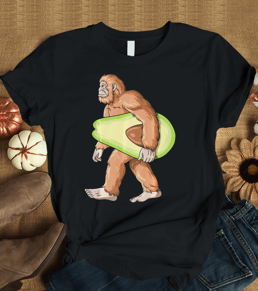 Bigfoot Carrying Avocado Sasquatch Cinco de Mayo Humor T-Shirt