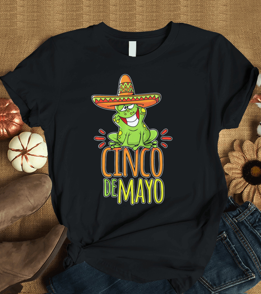 Cinco De Mayo Fun Mexican Fiesta Frog Sombrero T-Shirt