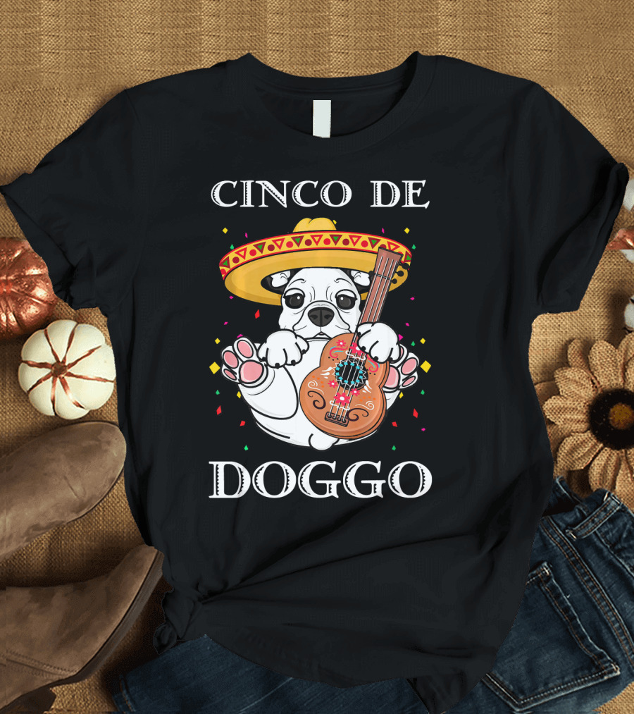 Cinco de Doggo Funny French Bulldog Guitar T-Shirt