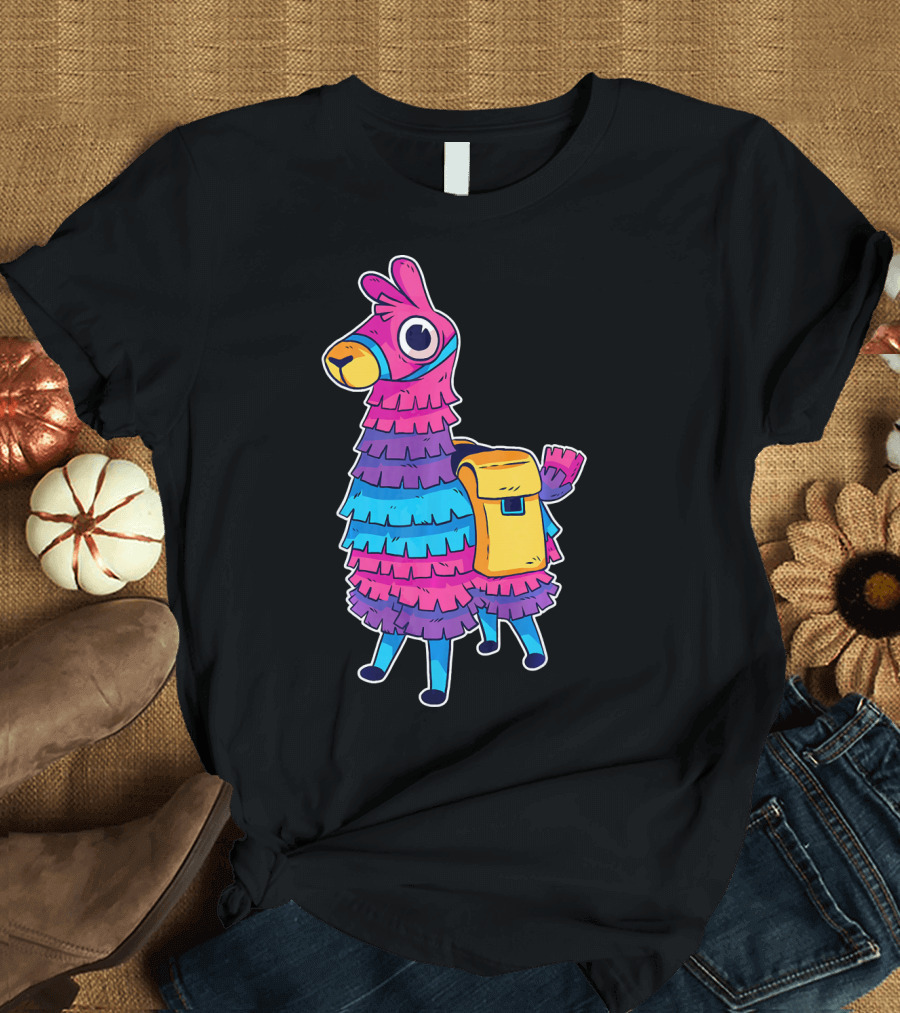Llama Pinata Funny Festive Fiesta Party with Colorful Backpack T-Shirt