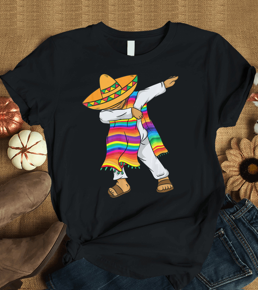 Dabbing Mexican Poncho Cinco De Mayo T-Shirt