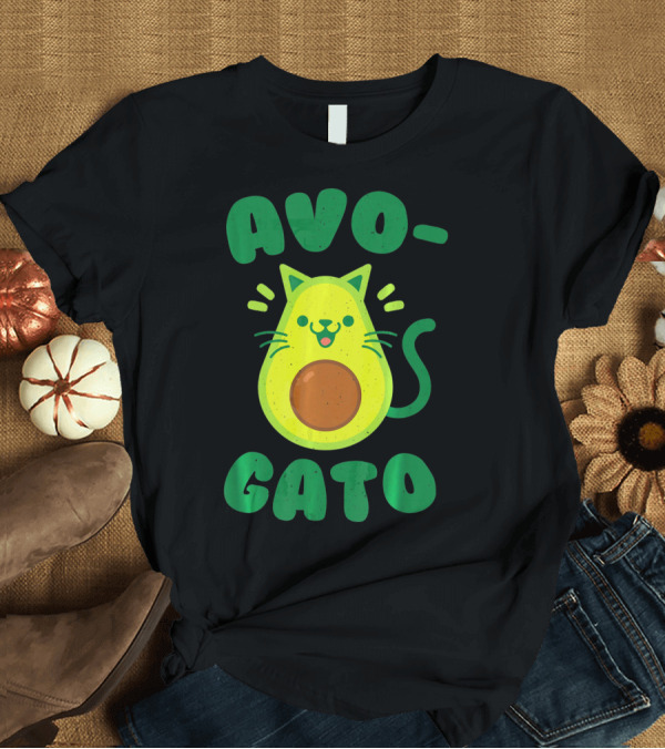 T-Shirt: Avogato Avocado Cat Playful Green Fun T-Shirt Avogato Avocado Cat Playful Green Fun T-Shirt