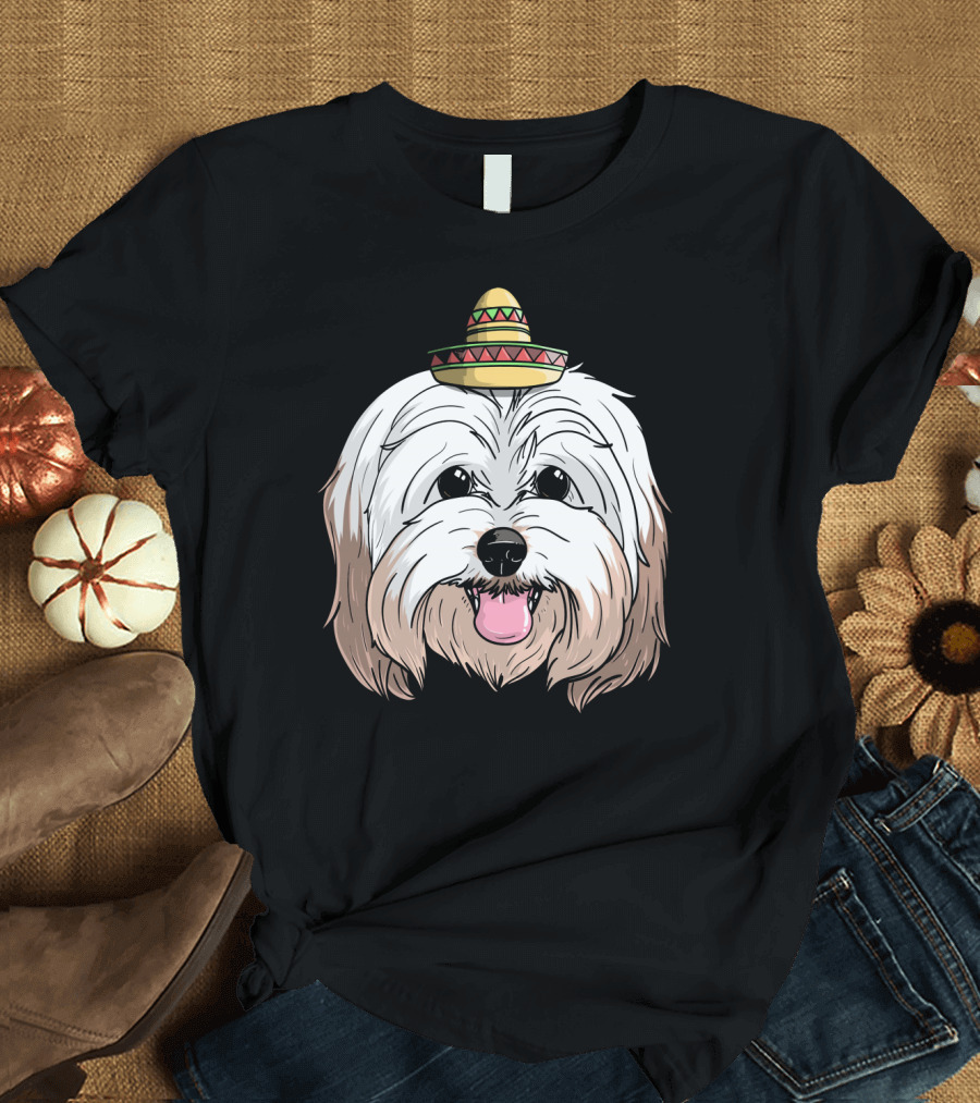 Havanese Dog Sombrero Fiesta Cinco De Mayo T-Shirt