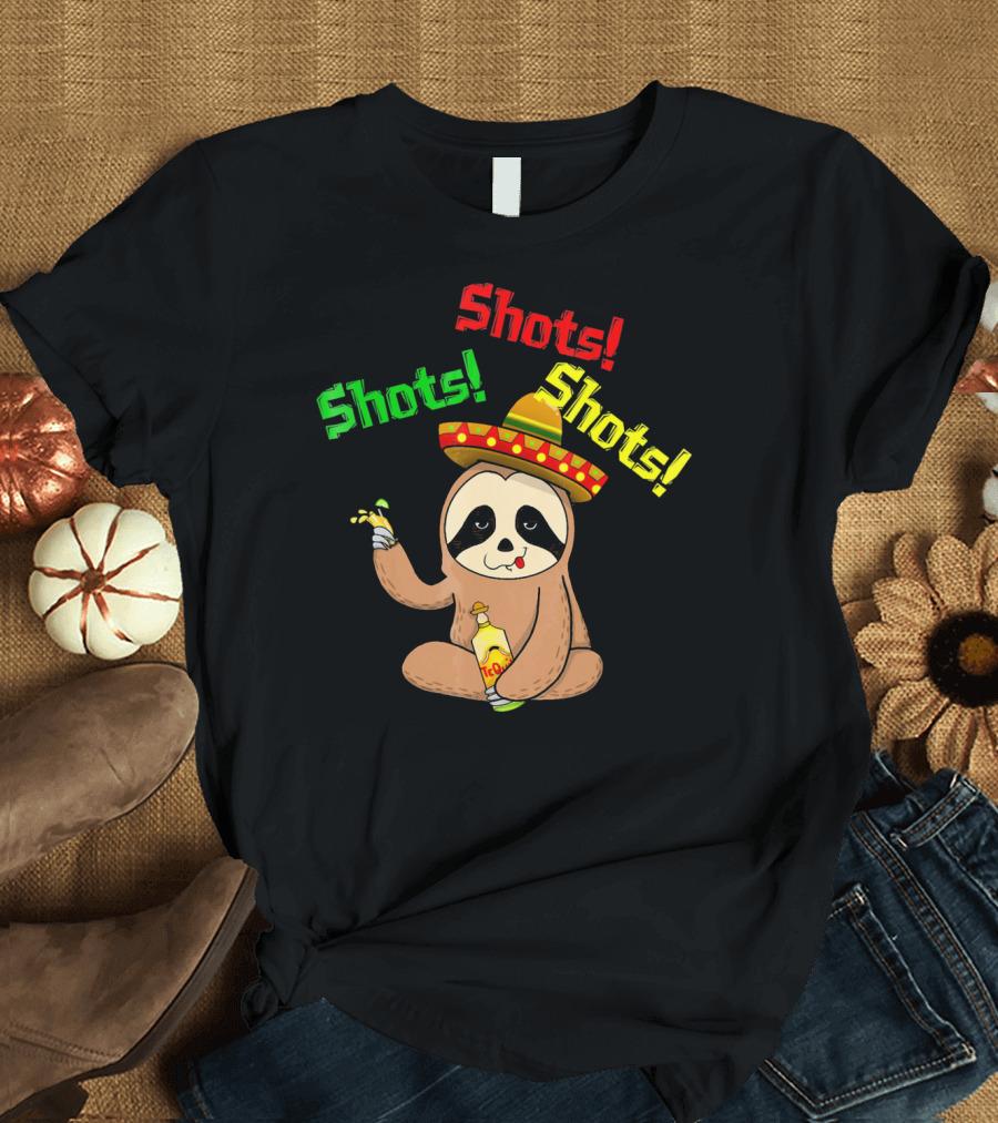 Cinco De Mayo Sloth Shots Tequila Sombrero T-Shirt