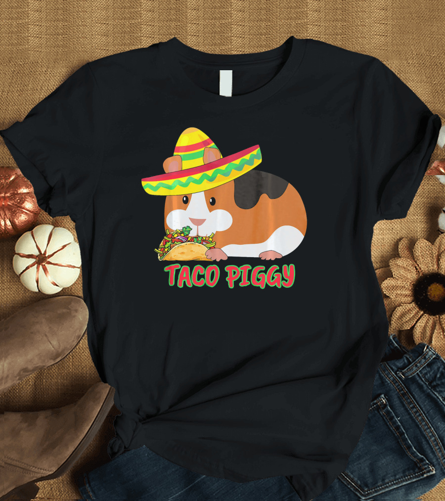 Cinco de Mayo Taco Piggy Guinea Pig with Sombrero T-Shirt