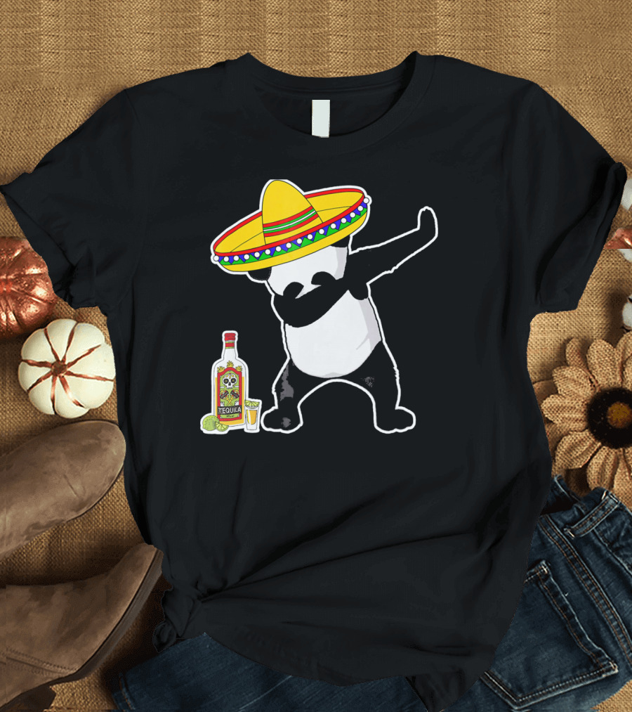 Cinco De Mayo Panda Dabbing With Sombrero and Tequila T-Shirt