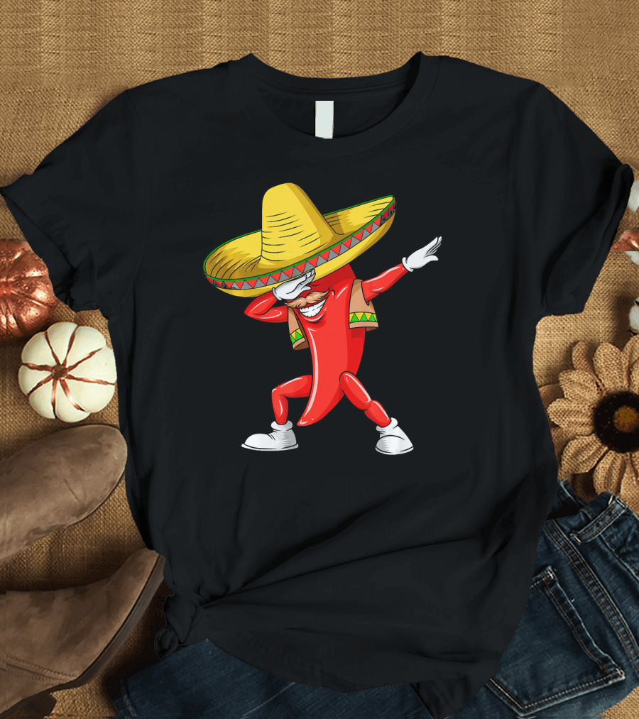 Dabbing Chili Pepper Sombrero Dance Cinco De Mayo T-Shirt