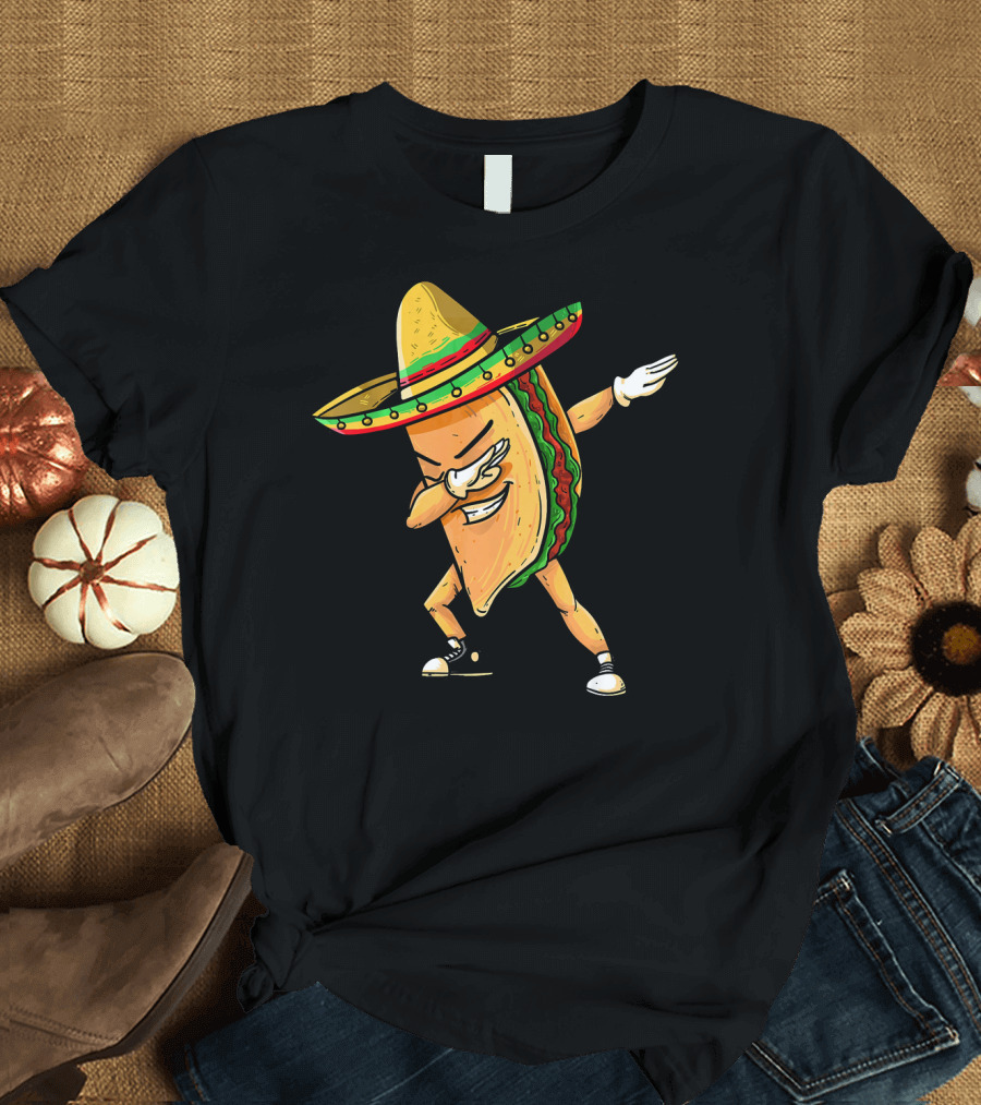 Funny Dabbing Taco Mexican Cinco De Mayo Sombrero Dance T-Shirt
