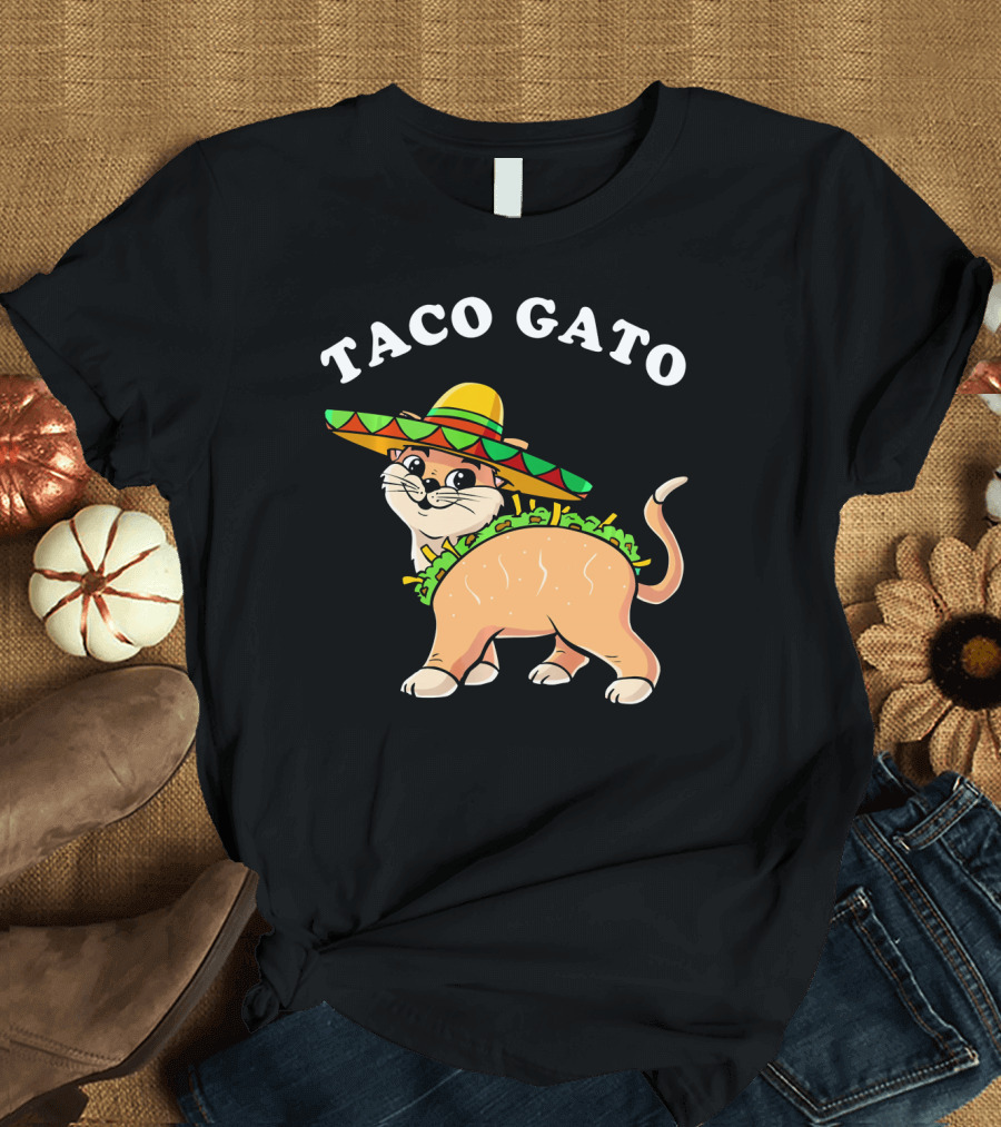 Taco Gato Sombrero Funny Cinco De Mayo Cat T-Shirt