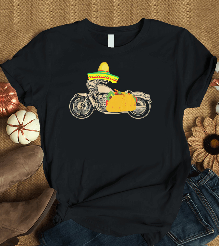 Cinco De Mayo Motorcycle Taco Sombrero Rider T-Shirt