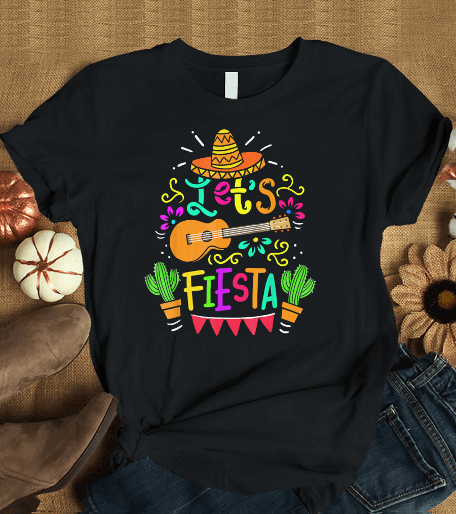 Cinco De Mayo Mexican Guitar Let's Fiesta T-Shirt