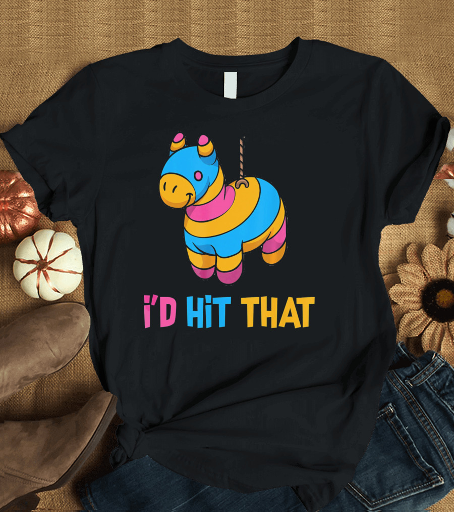 Cute Mexican I'd Hit That Piñata Rope Hanging Colorful Donkey T-Shirt