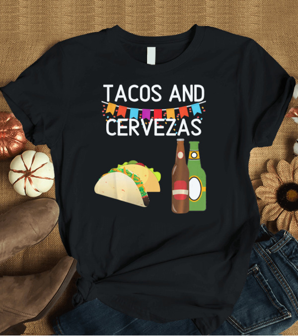 T-Shirt: Tacos and Cervezas UberGuber Funny Mexic Beer Fiesta T-Shirt Tacos and Cervezas UberGuber Funny Mexic Beer Fiesta T-Shirt