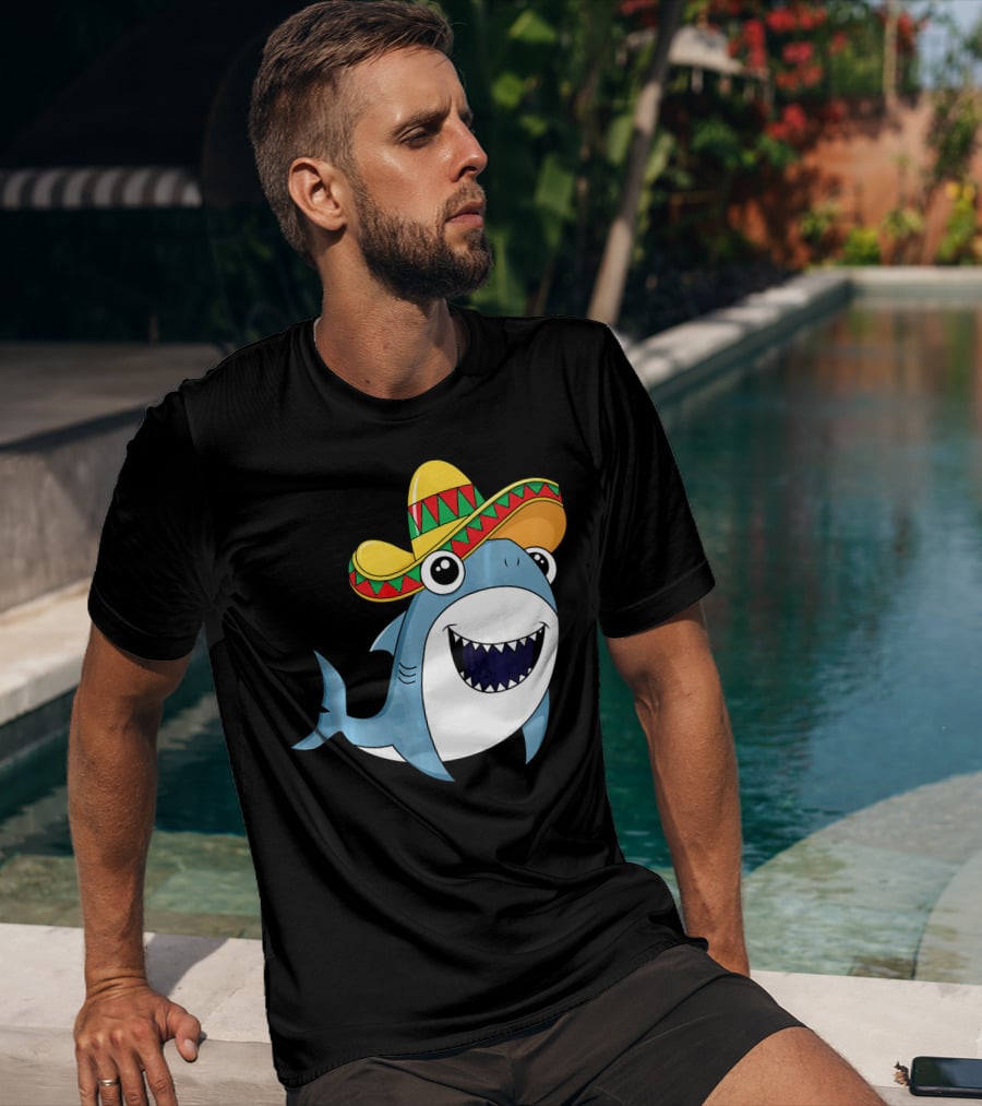 Kids Cinco De Mayo Sombrero Shark Boys Me T-Shirt