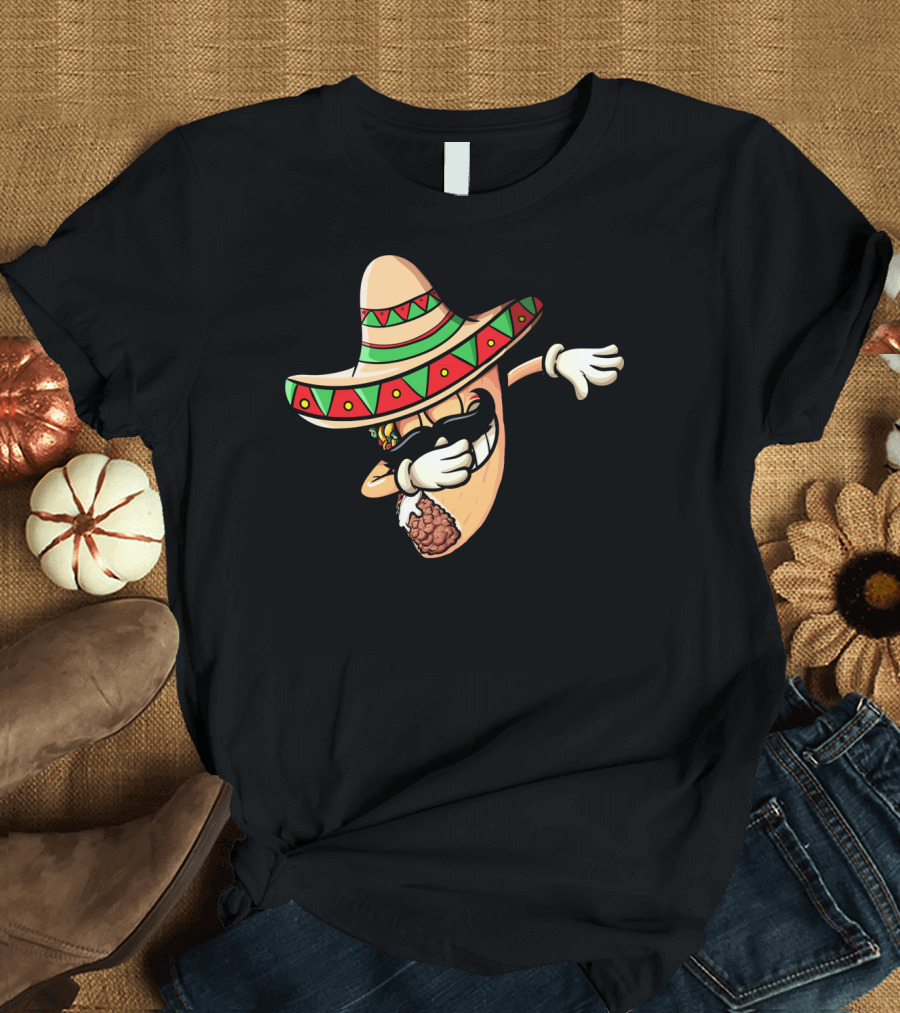 Funny Dabbing Taco Cinco de Mayo Fiesta Sombrero T-Shirt