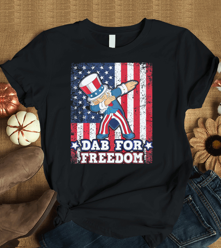 Uncle Sam Dabbing Dab For Freedom Patriotic Flag T-Shirt