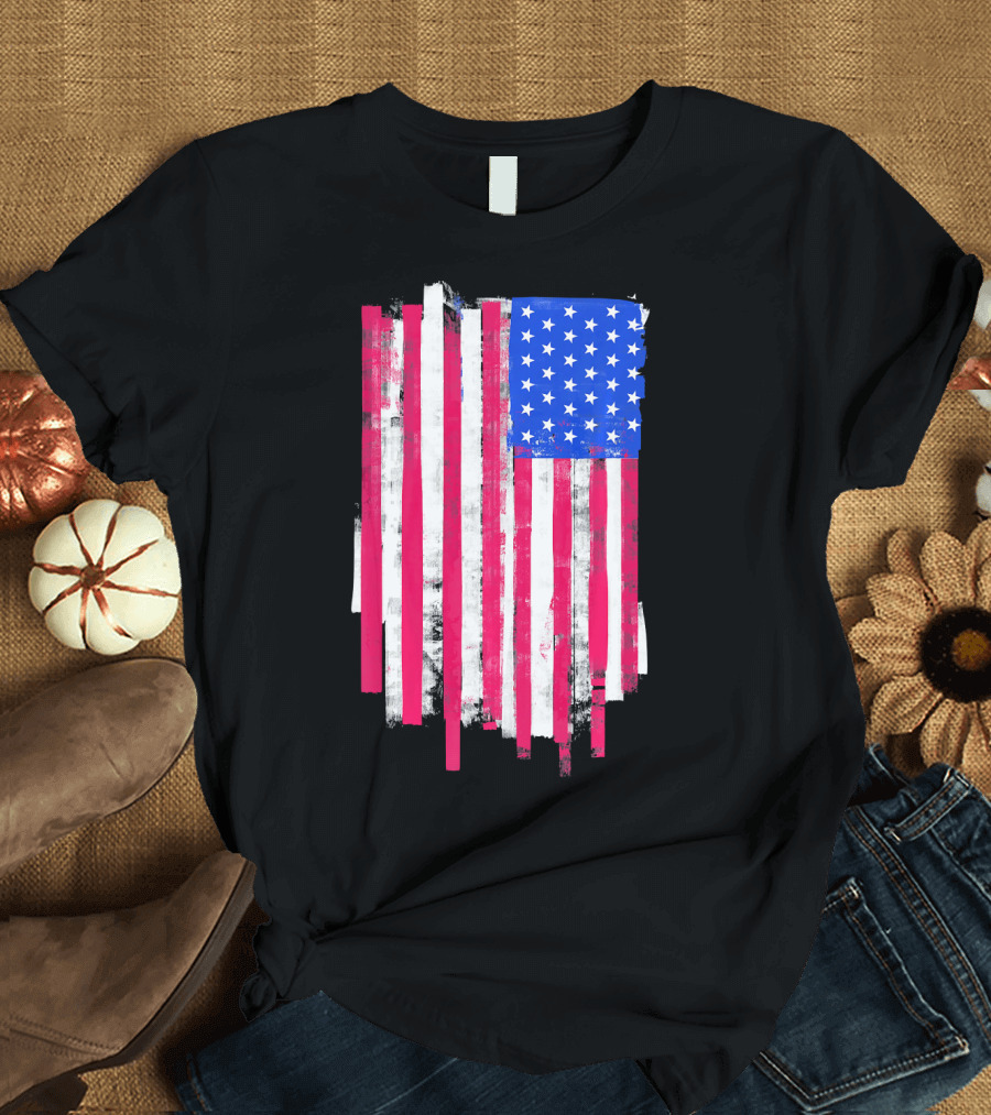American Distressed USA Flag Patriotic T-Shirt