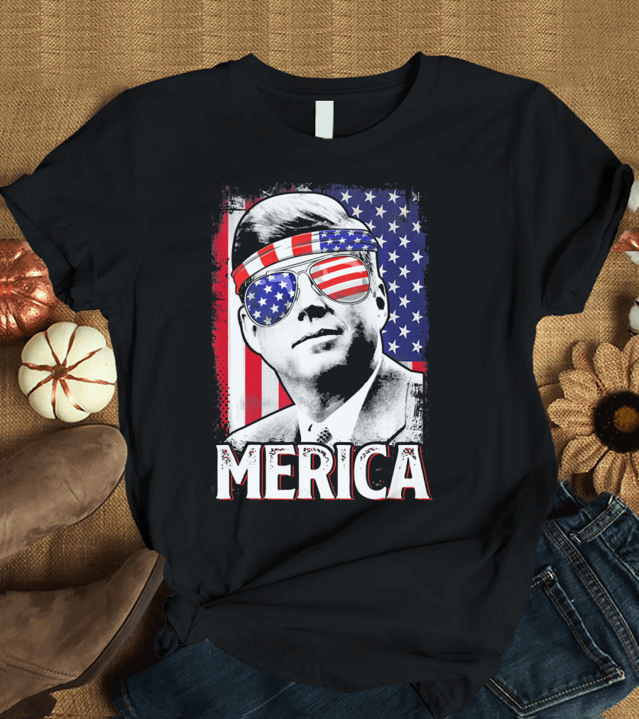 Kennedy Merica USA Flag 4th of July Pres Patriotic T-Shirt