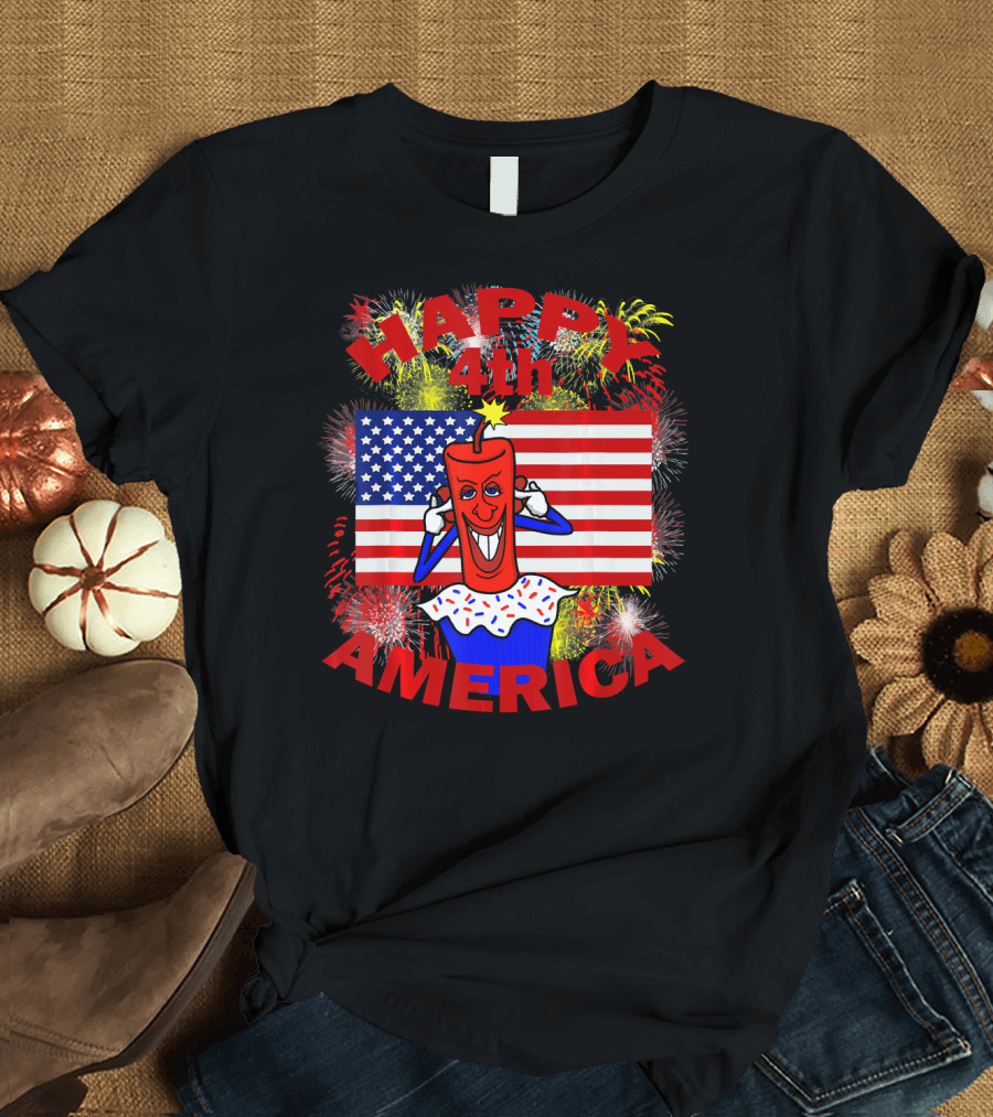 Happy 4th America Fourth of July Fireworks T-Shirt