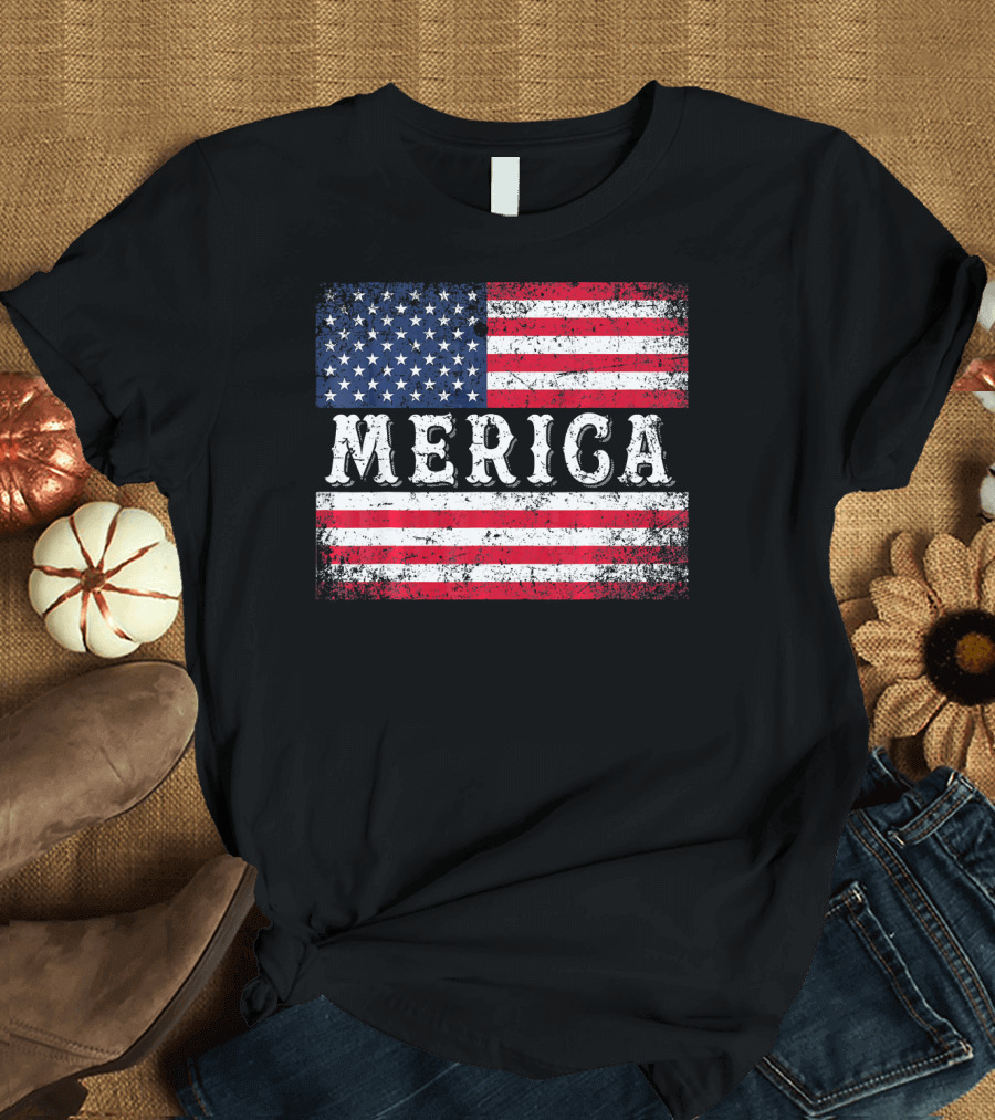 Grunge American Flag Merica USA 4th of July T-Shirt