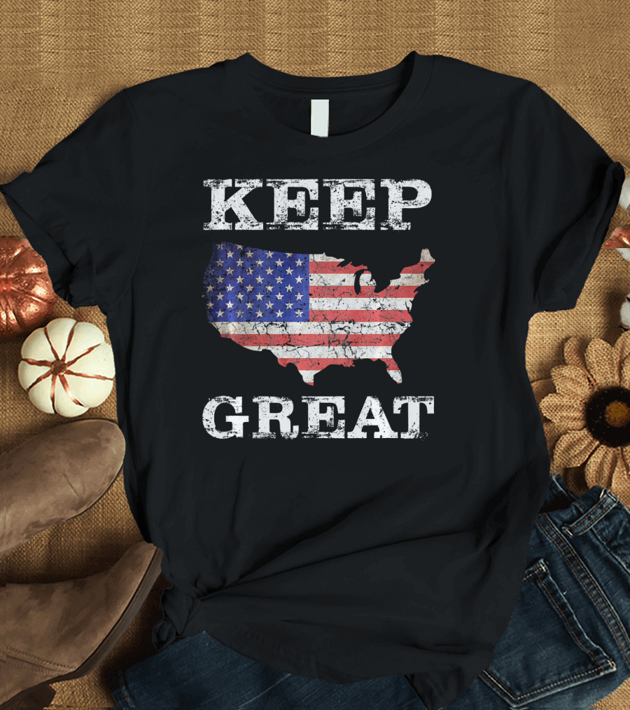Keep America Great Vintage Patriot Map Flag T-Shirt