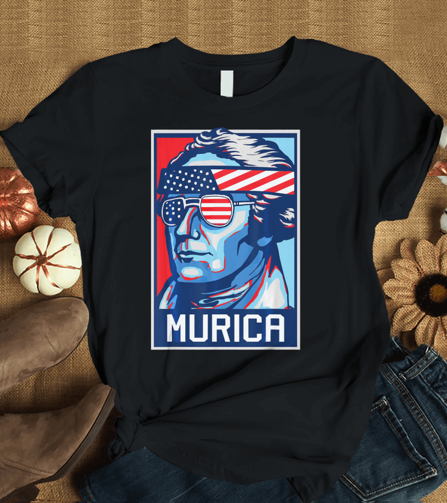 Murica Alexander Hamilton 4th of July American Flag Sunglasses T-Shirt