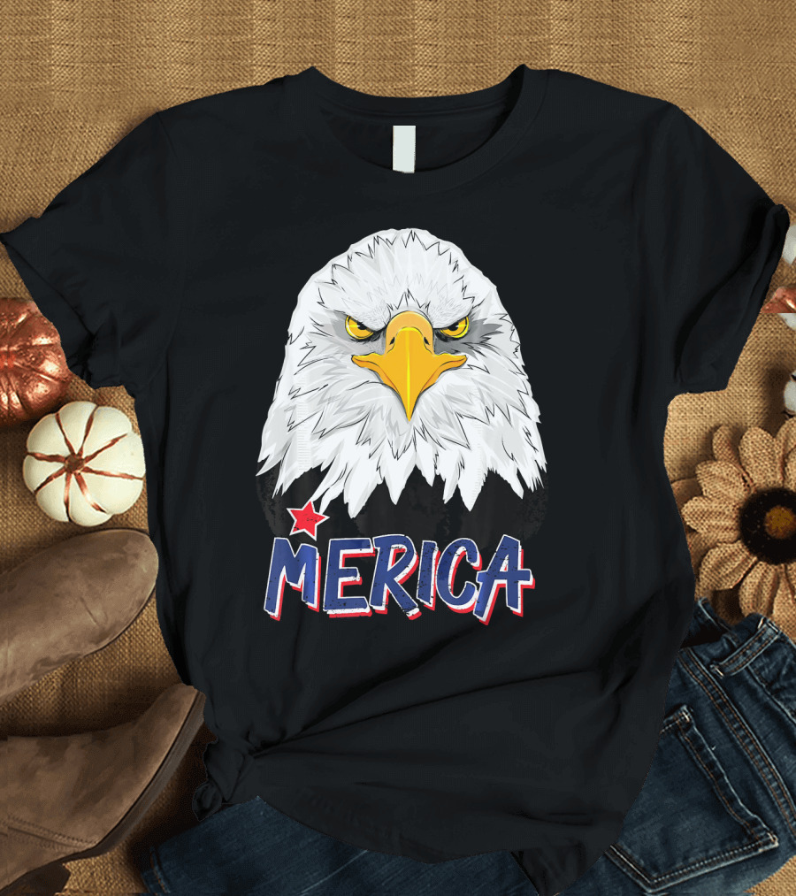 American Bald Eagle Merica Patriotic Star T-Shirt