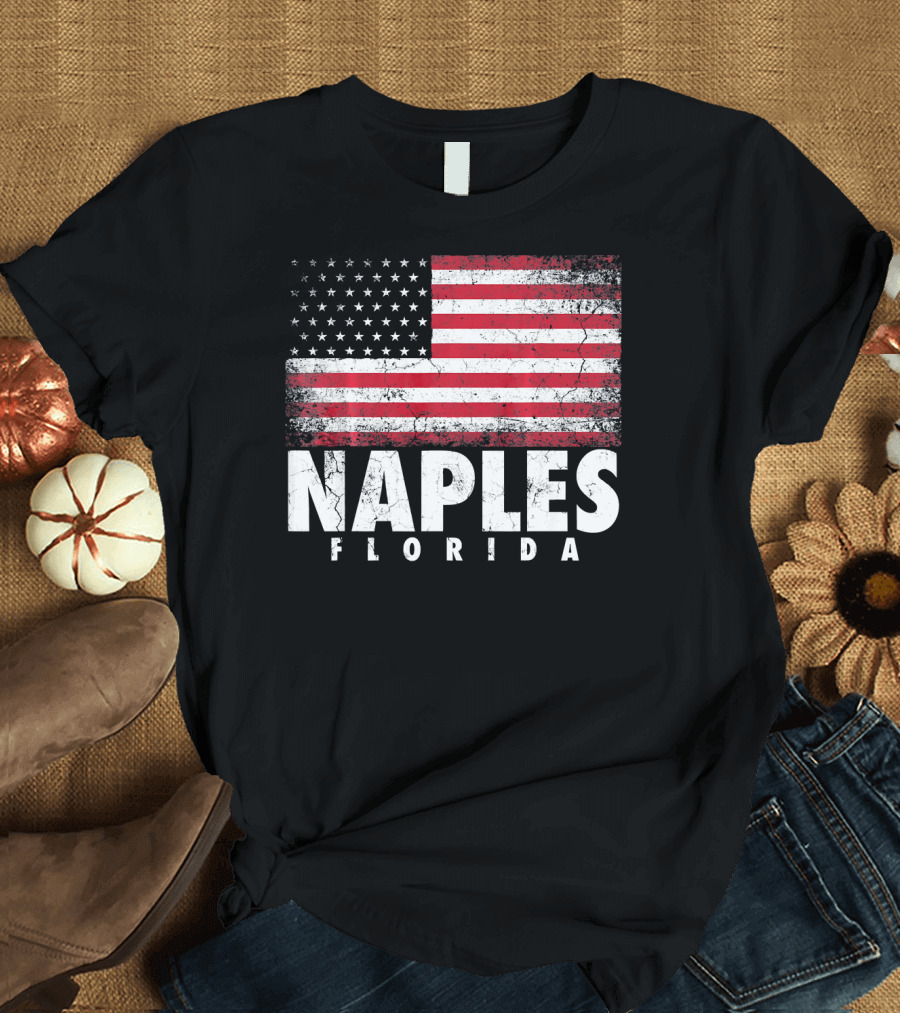 Naples Florida American Flag 4th of July T-Shirt
