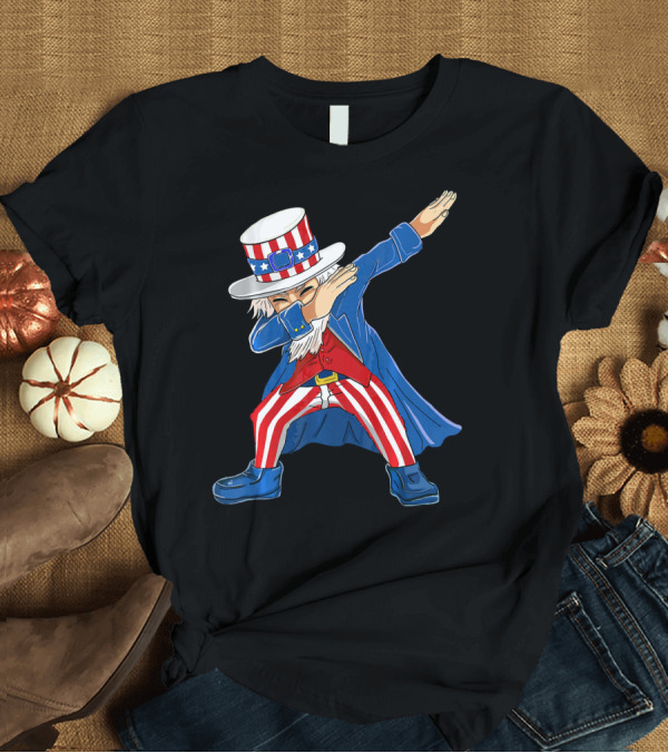 T-Shirt: Dabbing Uncle Sam USA Red White and Blue 4th of July T-Shirt Dabbing Uncle Sam USA Red White and Blue 4th of July T-Shirt