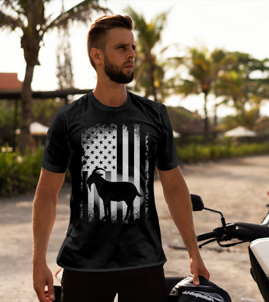 Goat American Flag USA Patriotic Silhouette T-Shirt