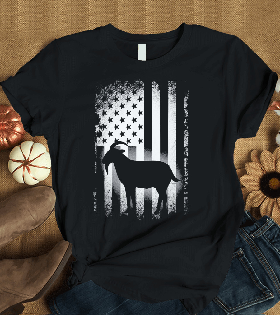 Goat American Flag USA Patriotic Silhouette T-Shirt