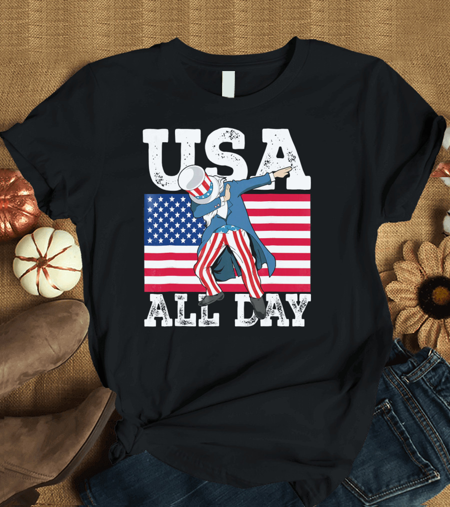 USA All Day Dabbing Uncle Sam 4th of July T-Shirt