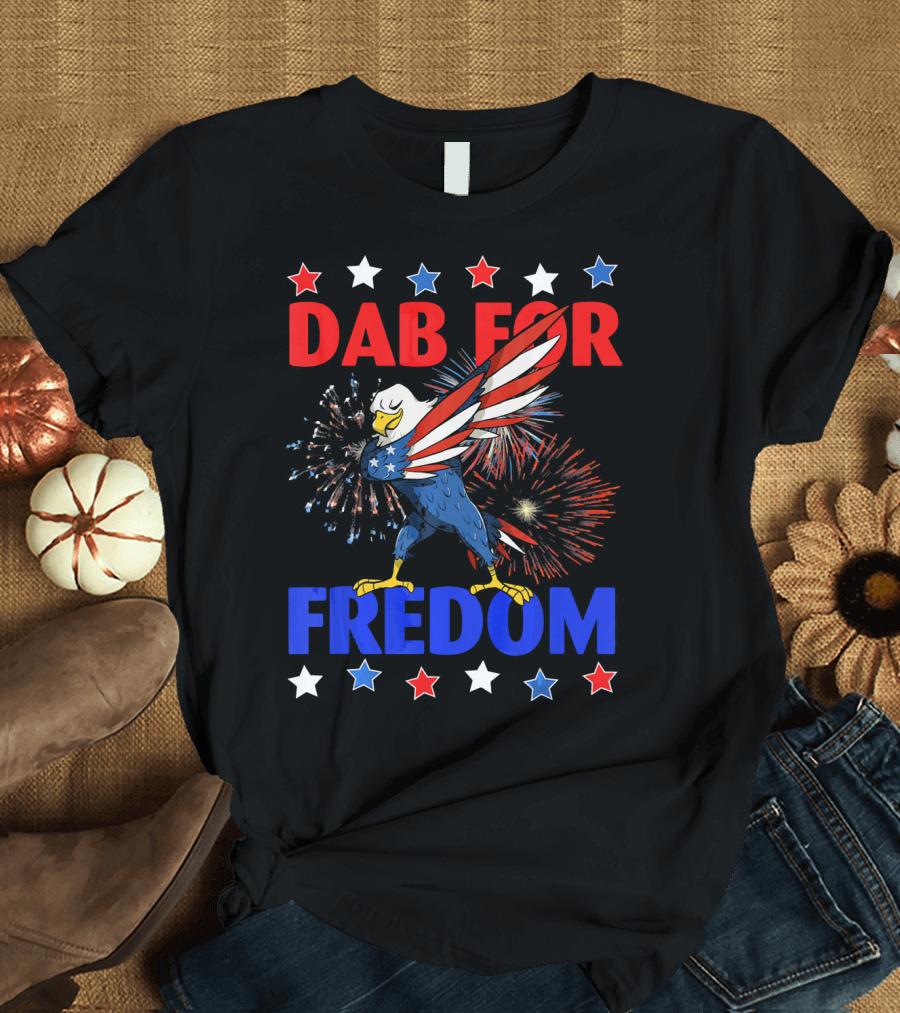 Dab For Freedom Patriotic Dabbing Eagle Firework Extravaganza T-Shirt