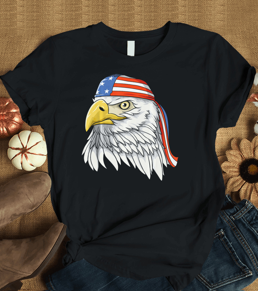 Patriotic American Eagle 4th of July USA Flag Bandana T-Shirt