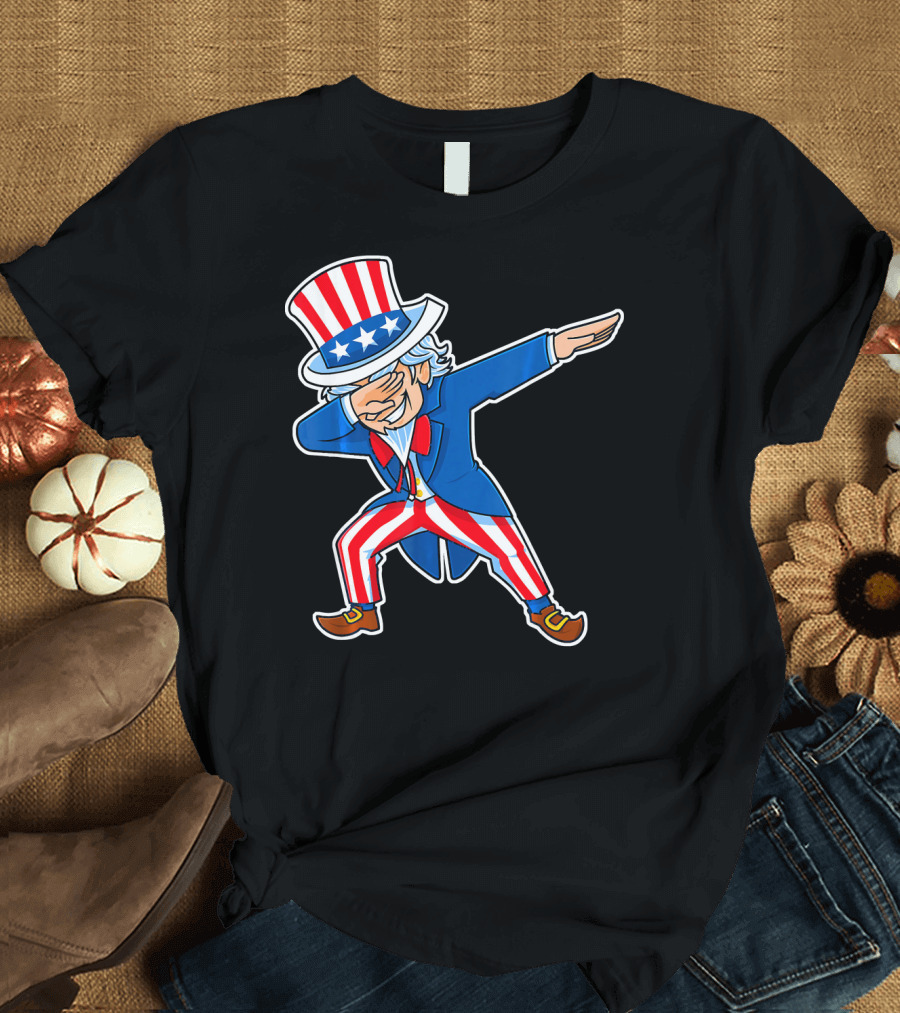 Uncle Sam Dabbing Dab American Flag 4th of July T-Shirt