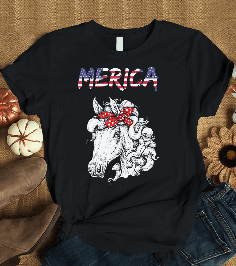 Merica Horse Bandana Independence Day T-Shirt