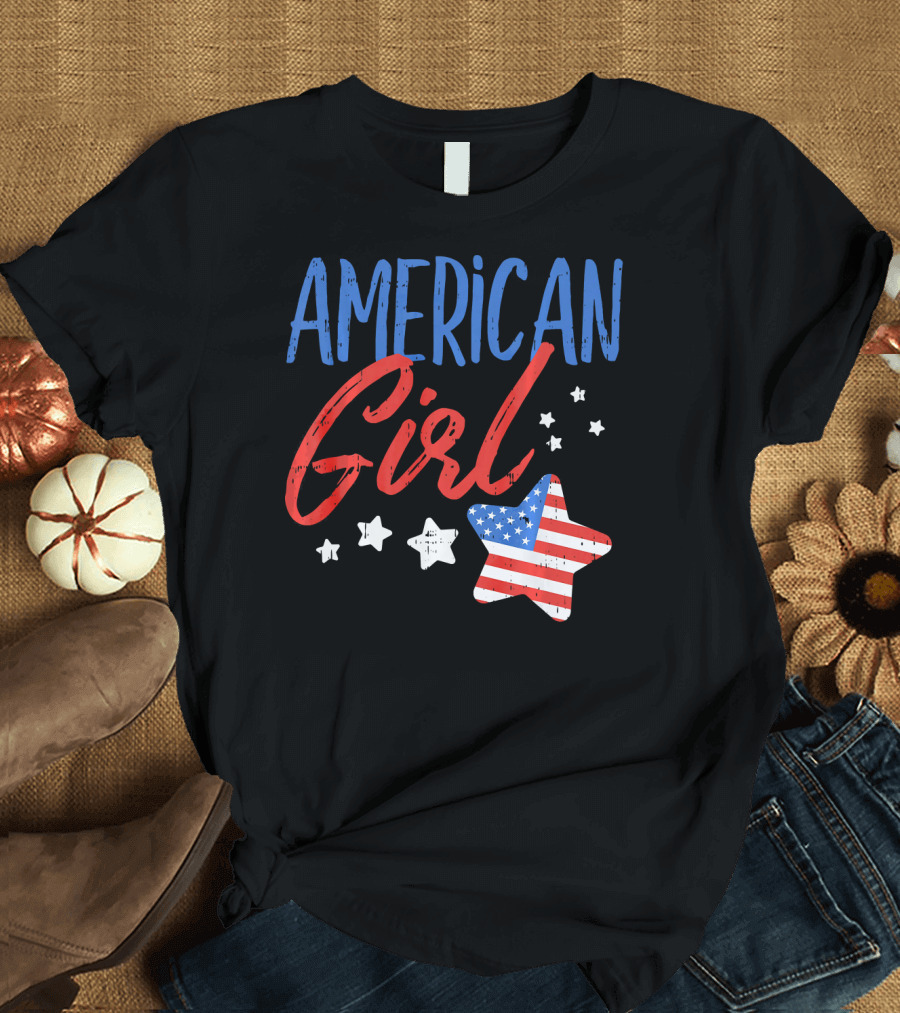 American Girl Cute USA 4th Of July Pride T-Shirt