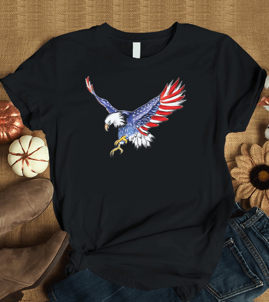 USA Flag Bald Eagle American Flag Wings T-Shirt
