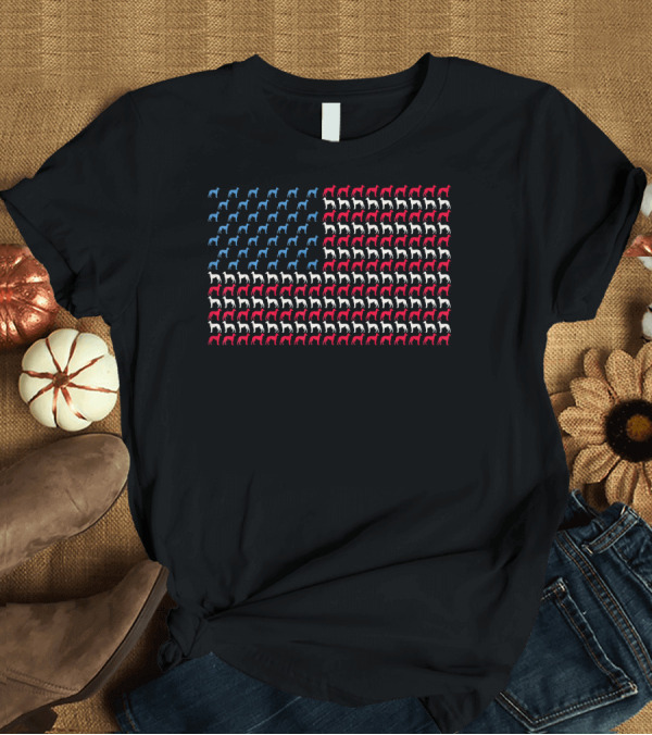 T-Shirt: Greyhound Dog American Flag Pattern US 4th Of July T-Shirt Greyhound Dog American Flag Pattern US 4th Of July T-Shirt