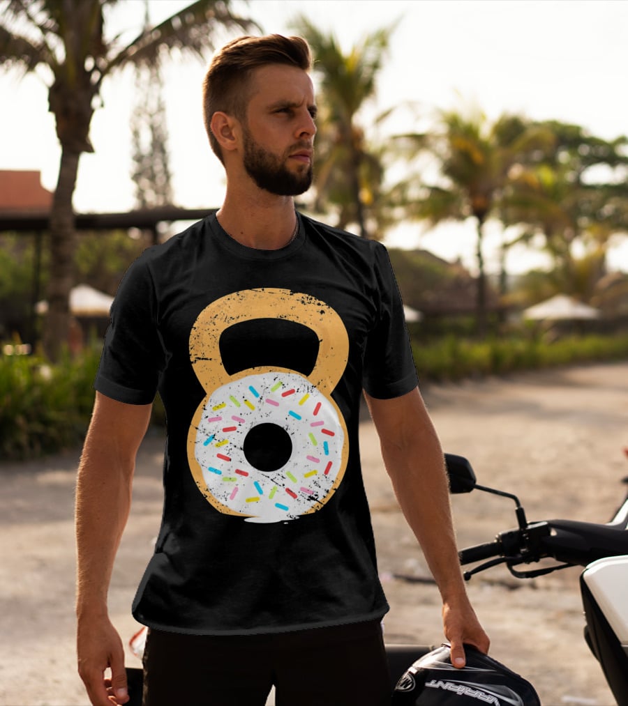 Kettlebell Doughnut With Sprinkles Fitness Humor T-Shirt
