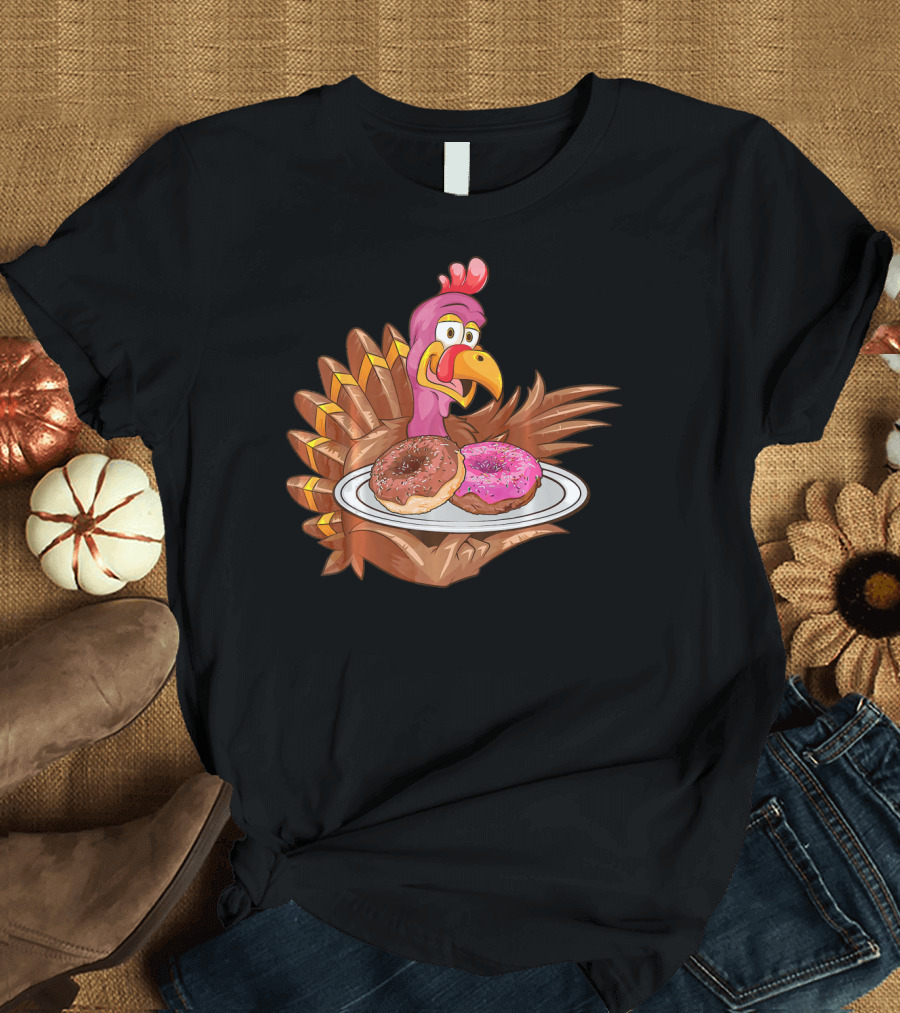 Cute Turkey Serving Donuts T-Shirt