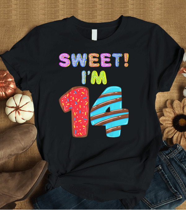 T-Shirt: Sweet I'm 14 Birthday Donut Sprinkles Fun T-Shirt Sweet I'm 14 Birthday Donut Sprinkles Fun T-Shirt