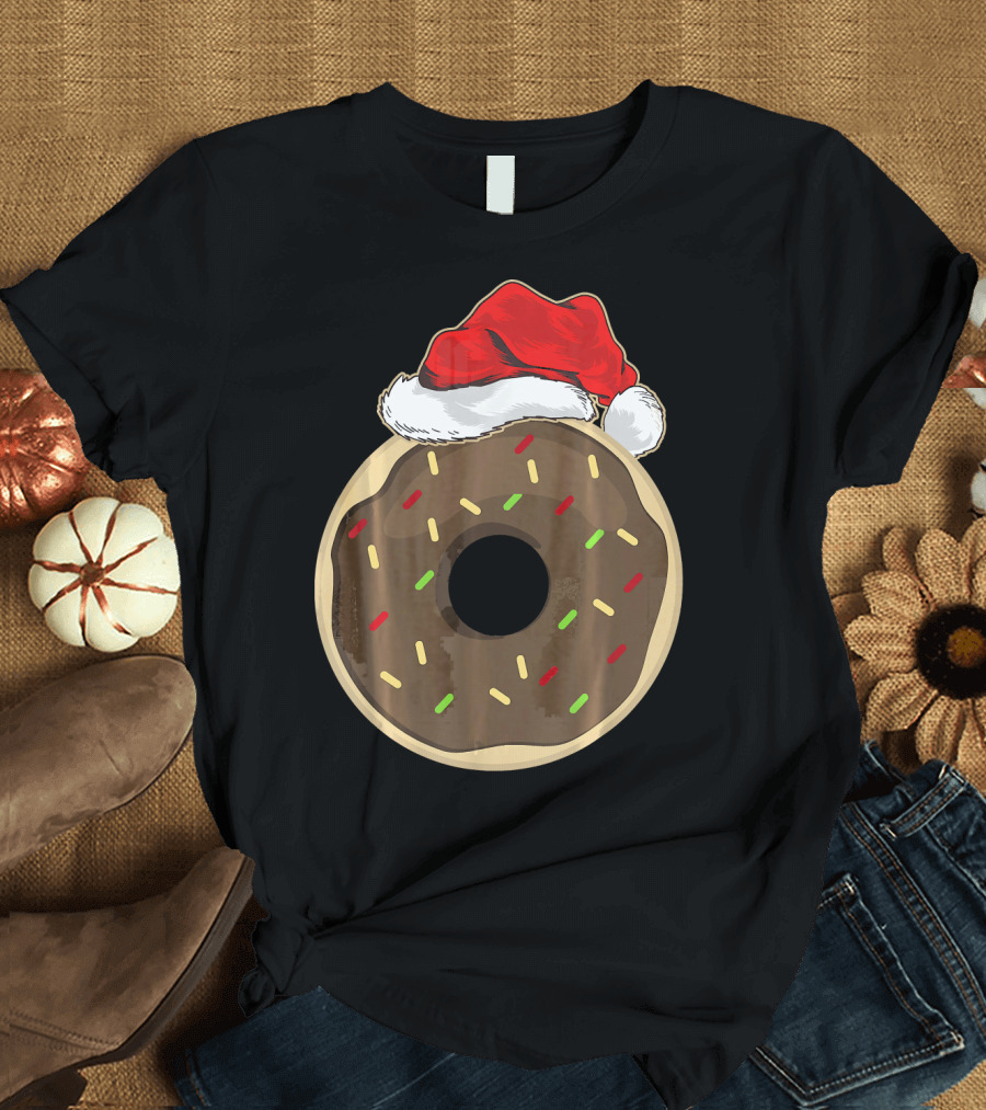 Santa Hat Donut Lover Christmas Treat T-Shirt