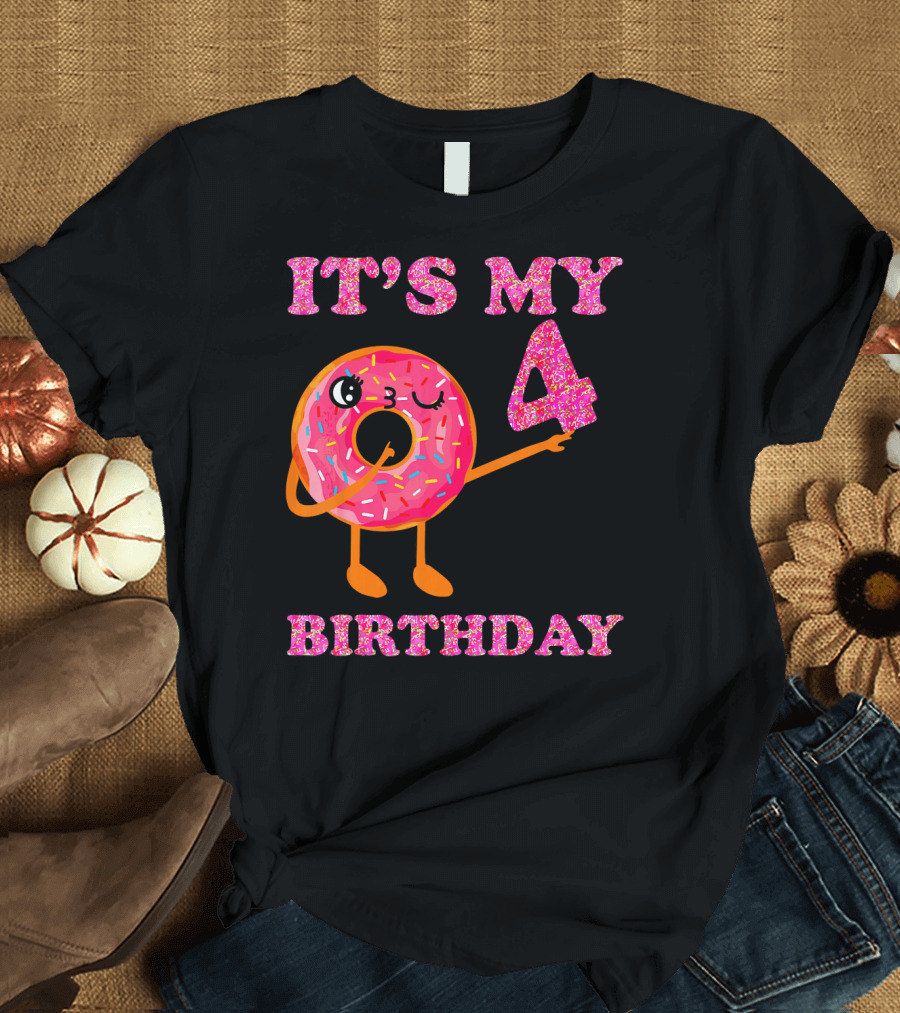 It's My 4 Birthday Fun Kids Sweet Donut T-Shirt