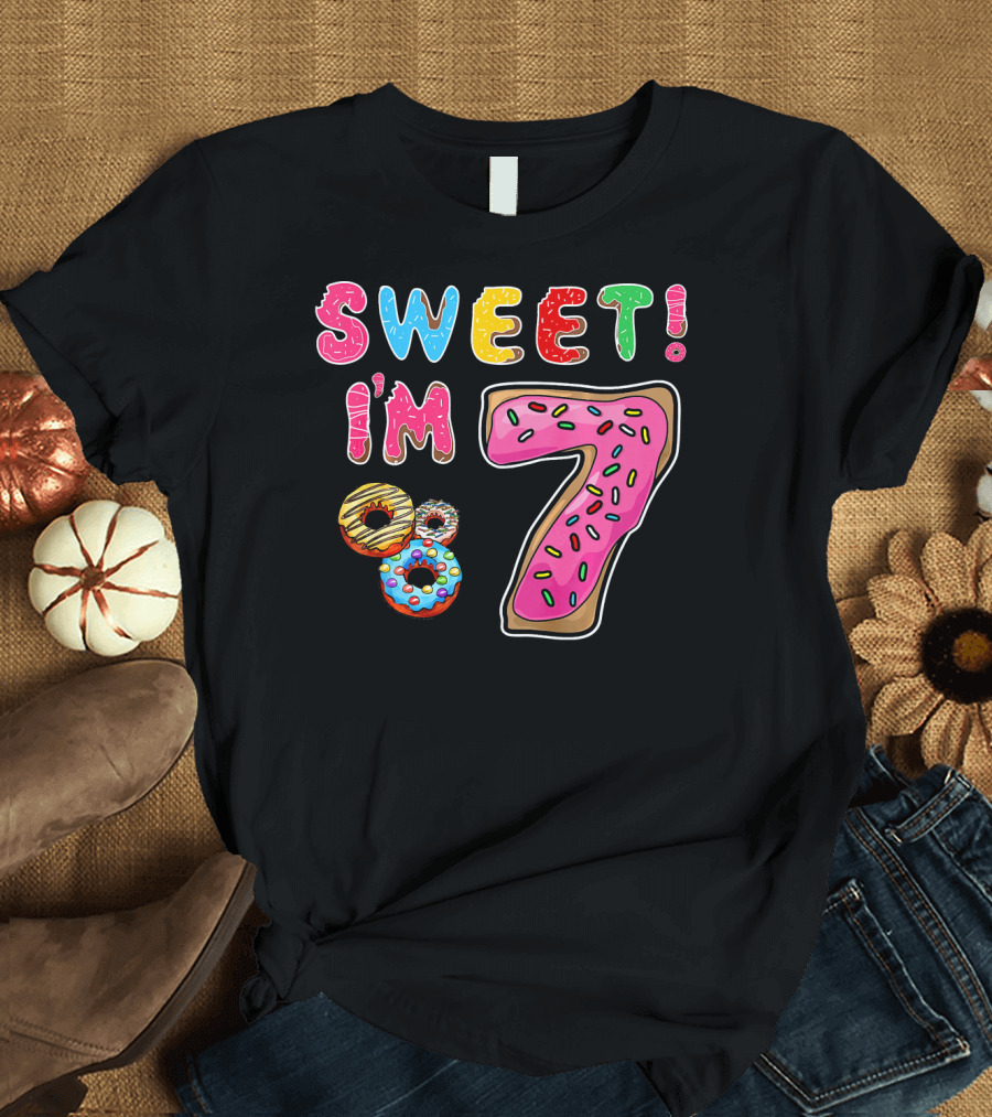 Sweet I'm 7 Donut Birthday T-Shirt