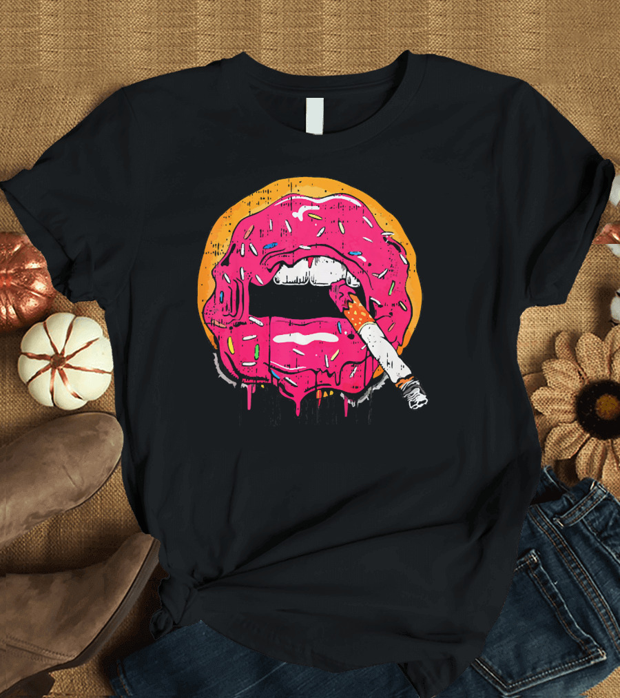 Donut Lips Cigarette Cool Sweet Doughnut T-Shirt