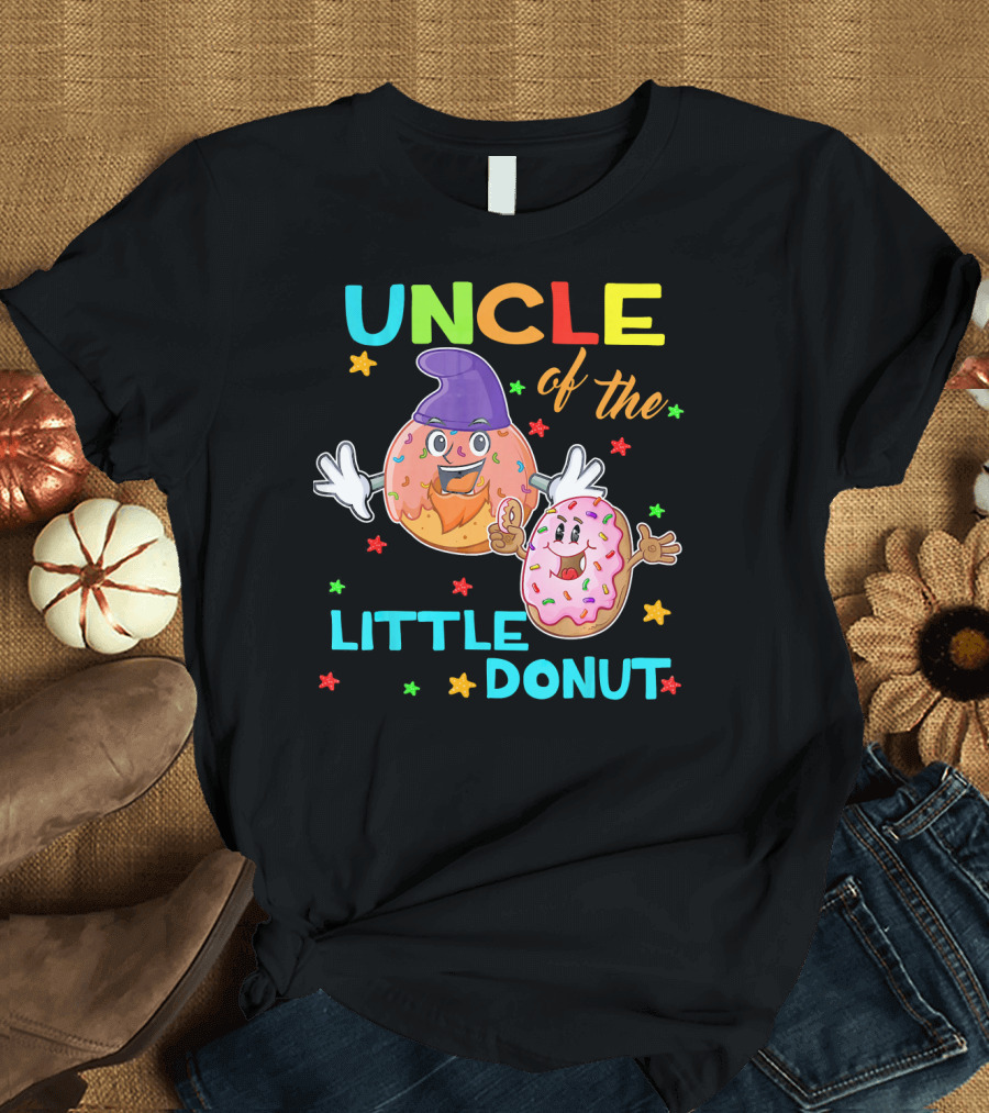 UNCLE of The Little Donut Colorful Cartoon Birthday T-Shirt