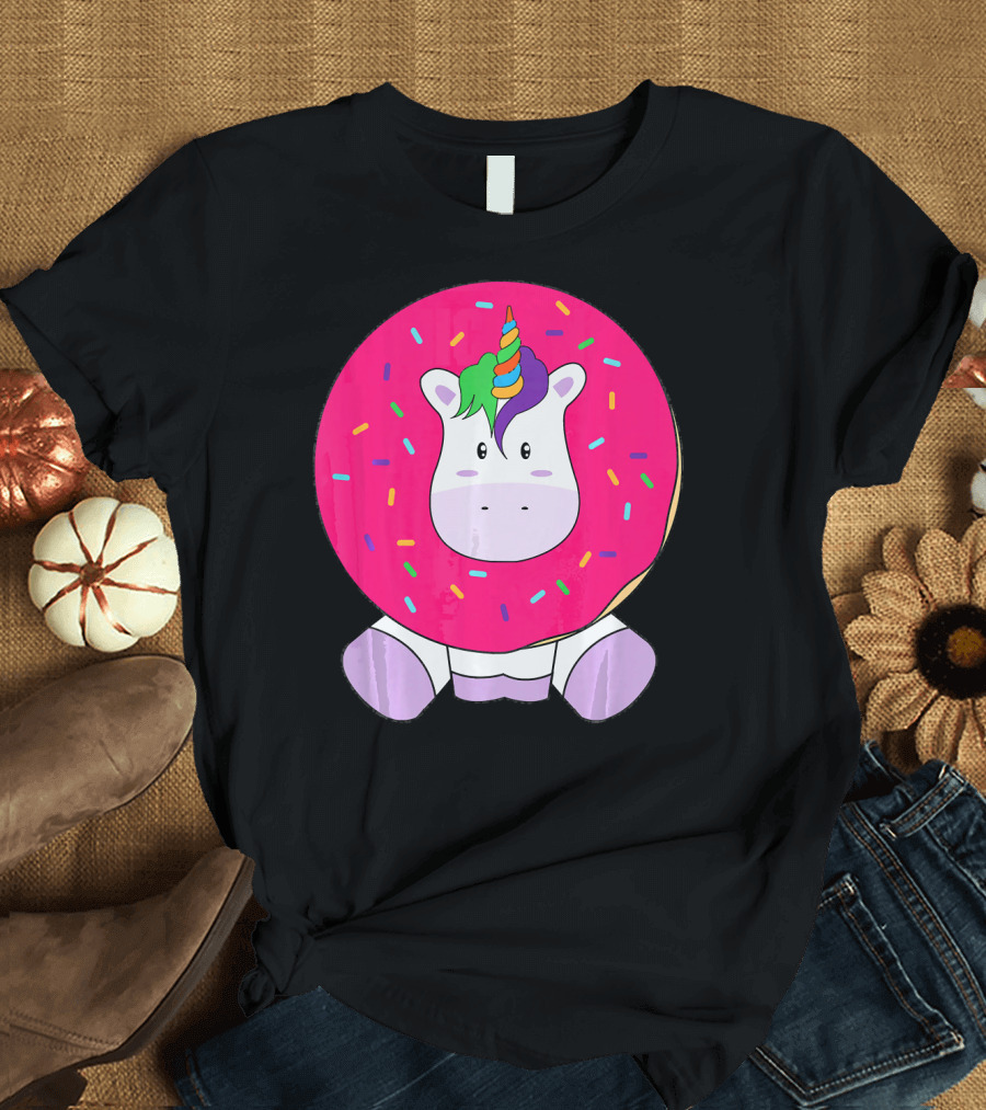 Kawaii Unicorn Donut with Sprinkles Cute Girly T-Shirt
