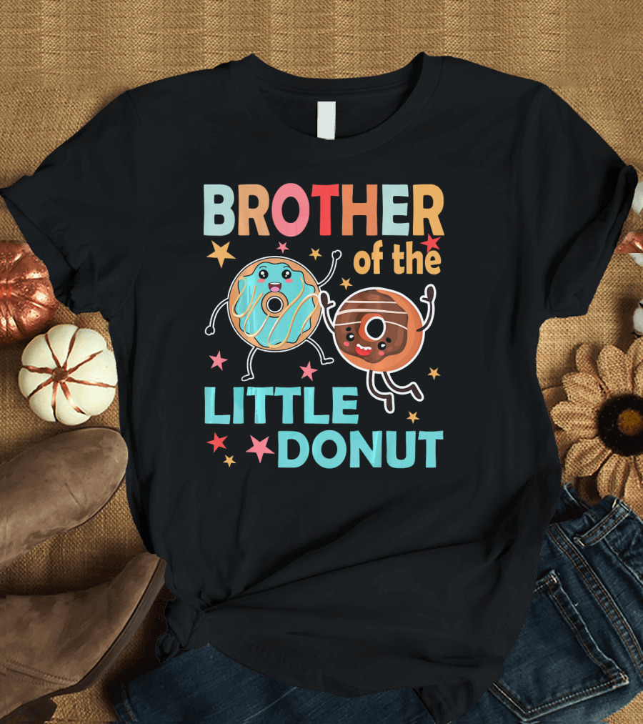 BROTHER OF THE LITTLE DONUT Cute Cartoon Characters with Stars and Sprinkles T-Shirt