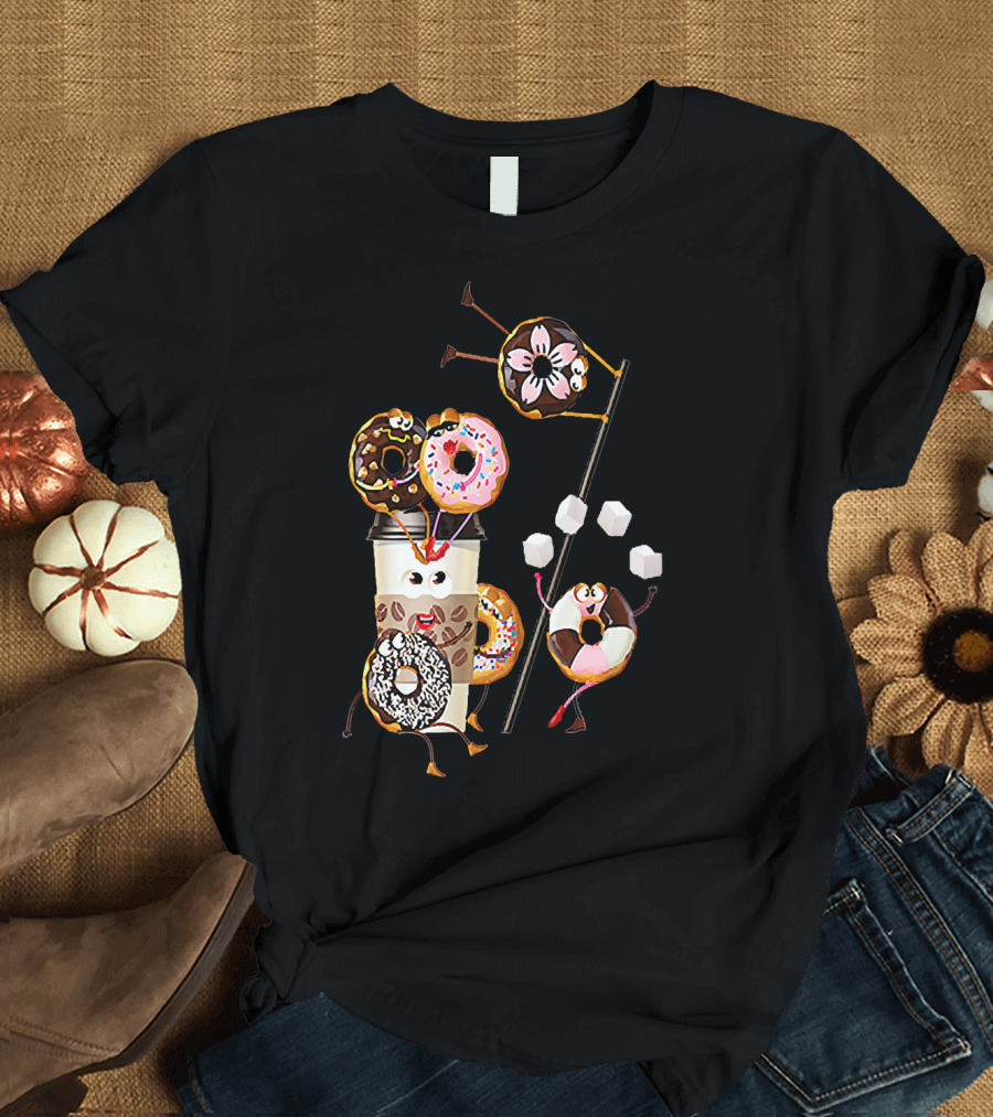 Donut Glazed and Confused Funny Donut Coffee Party with Juggling Donuts T-Shirt